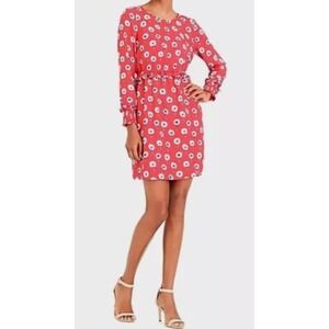 J.Crew Red Floral Dress Women's Size 14 Coquette Cherry Girl Office Wear